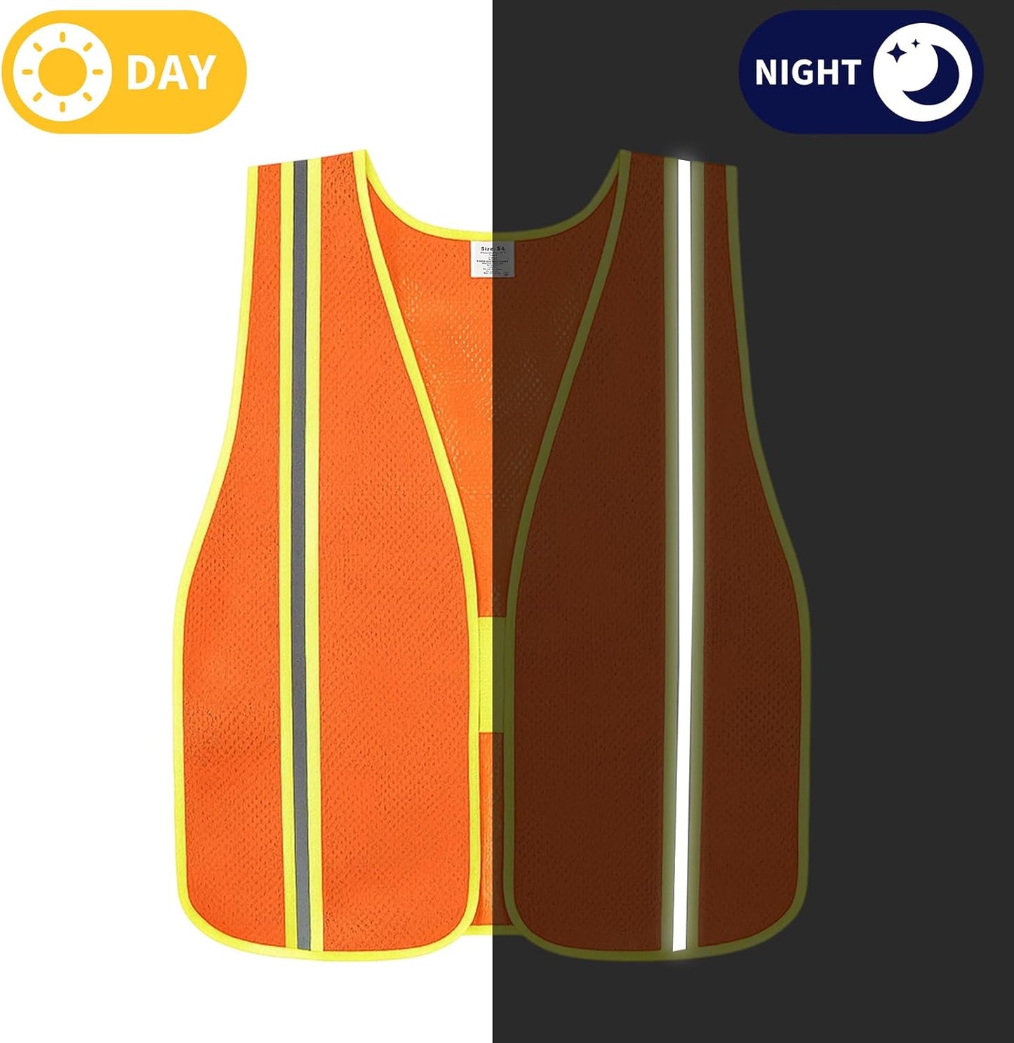 High Visibility Reflective Safety Vest for Men Women Class 2 Hi Vis Mesh Fabric Safety Work Jacket with Elastic Band