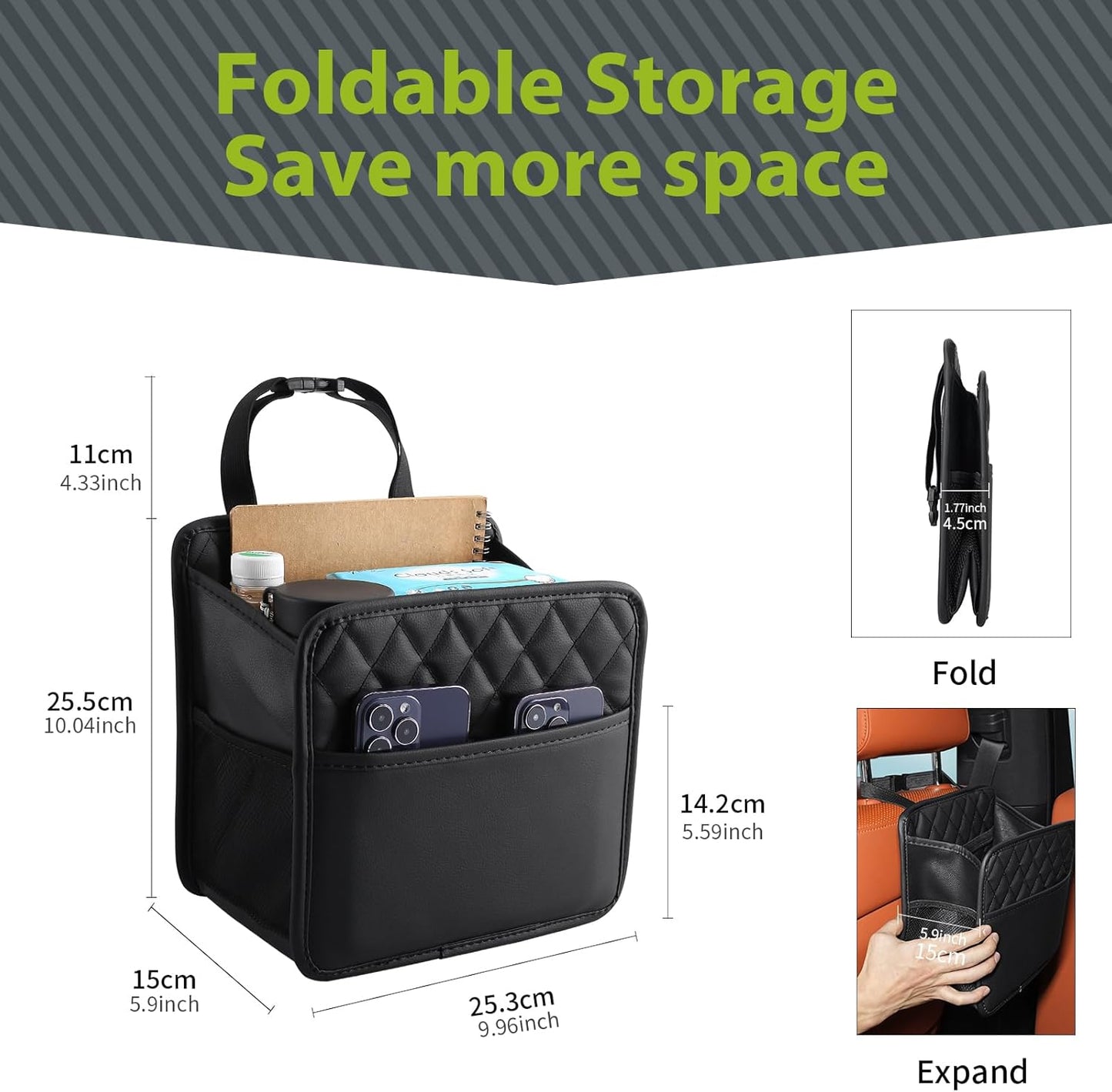 FrgKbTm Car Seat Back Hanging Bag Car Document Holder Multi-Pocket Bottle Bag Storage Box Organizer Travel Tidy Pouch Pocket Kids