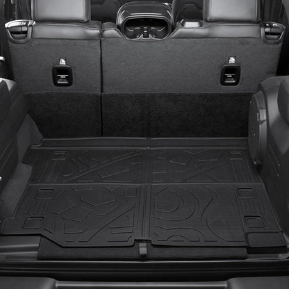 Floor Mats for Jeep Cherokee 2019-2023, All Weather Floor Mats Trunk Cargo Liner with Backrest Protectors and Door Sill Guards Accessories, Full Coverage Set