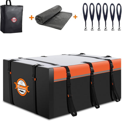 Sailnovo Rooftop Cargo Carrier Bag 21 Cubic, 1000D PVC Waterproof Vehicle Soft-Shell Carrier for Cars with/Without Roof Rack, Car Roof Storage Includes Anti-Slip Mat,10 Reinforced Straps, 6 Door Hooks