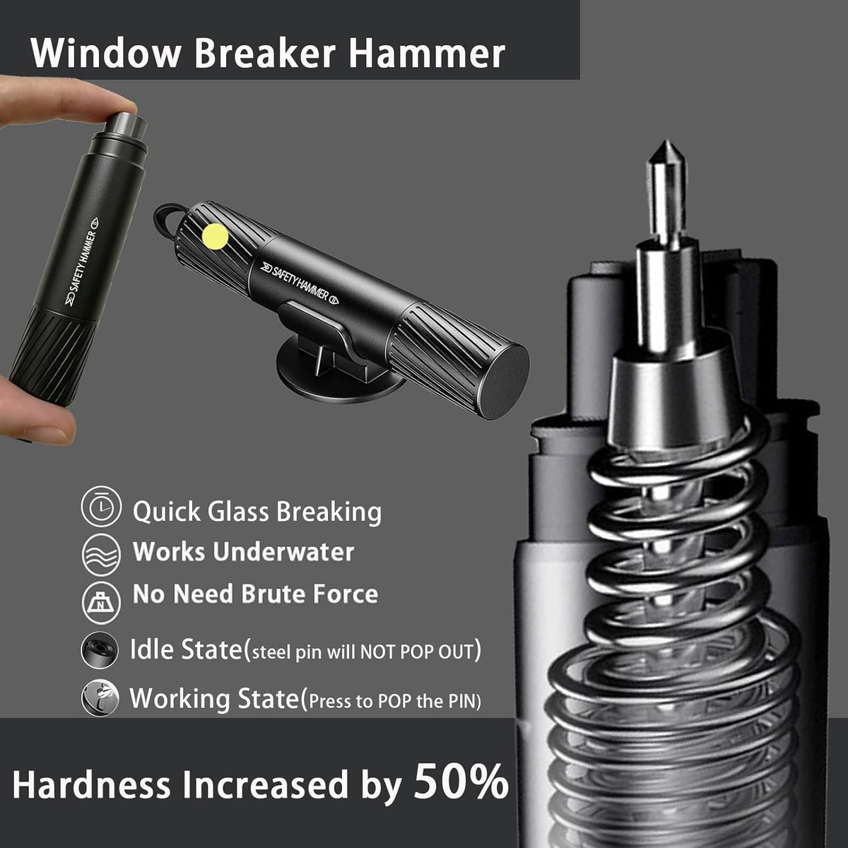4 Pack 2026 Upgraded Safety Hammer,Safe Hammer Glass Breaker Under Water,Seatbelt Cutter Window Breaker Emergency Escape Tool,Seat Belt Cutter and Glass Breaker for Cars