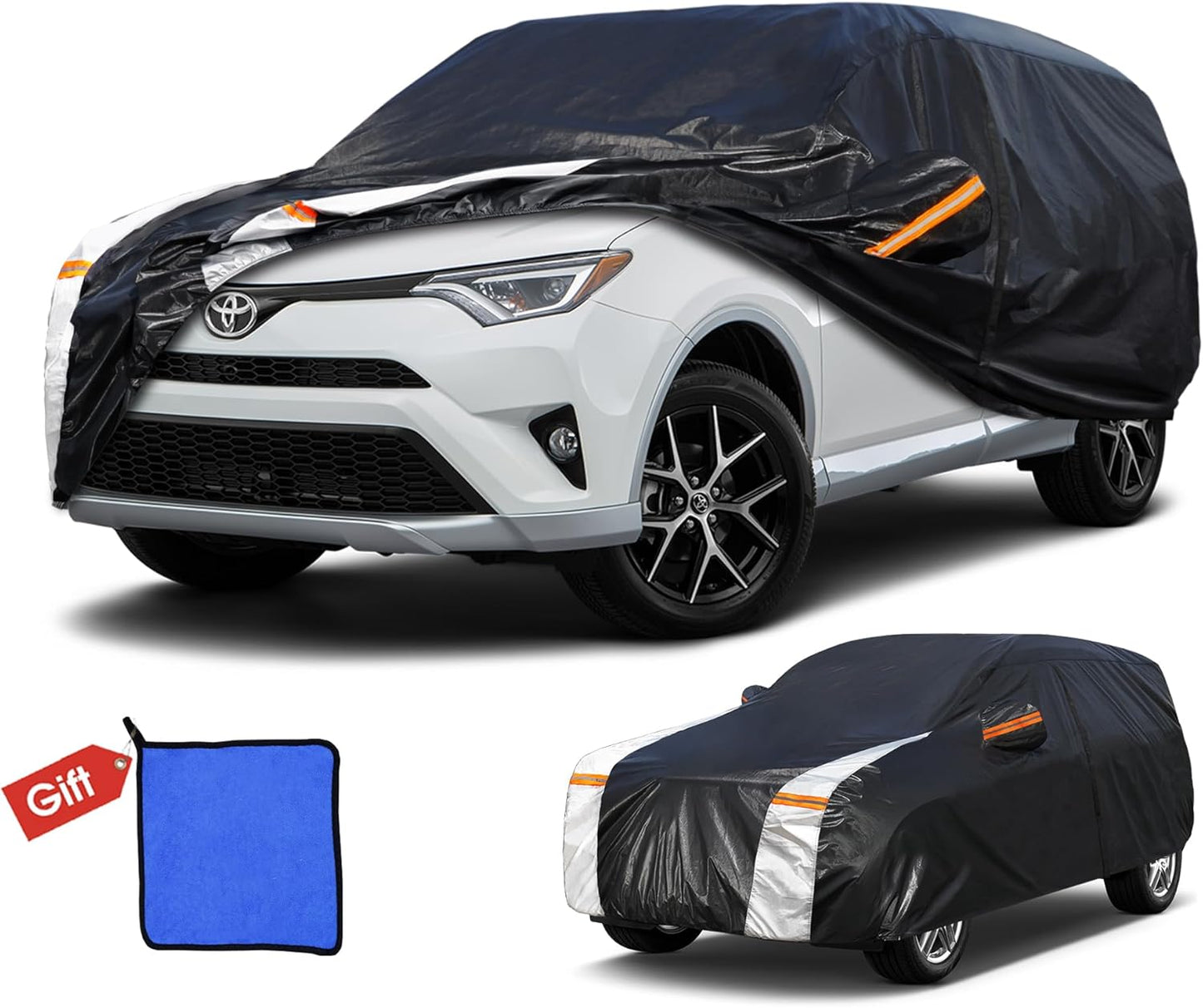 Large SUV Car Cover for Chevy Suburban 100% Waterproof All Weather, Heavy Duty Outdoor Full Exterior Covers Rain Sun Wind UV Protection. - Colors D
