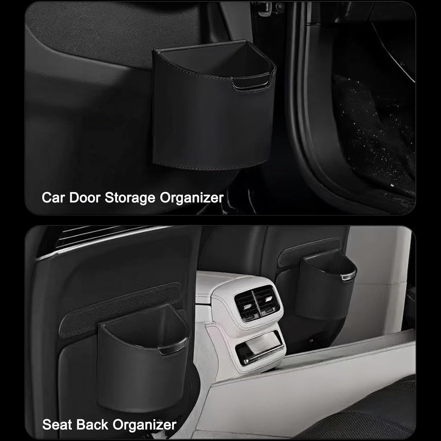 Leakproof Car Trash Can, Car Trash Bin with Removable Liner, Waterproof Automotive Garbage Can for Car Door, Seat Back, Console, Multipurpose Organizer for Vehicle Home Office (Black)