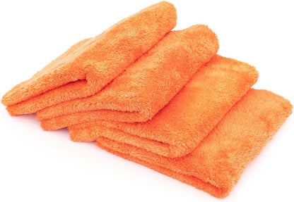 The Rag Company - Eagle Edgeless 500 (4-Pack) Professional Korean 70/30 Blend Super Plush Microfiber Detailing Towels, 500GSM, 16in x 16in, Blue
