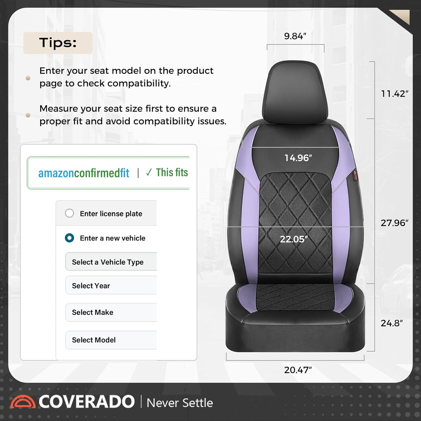 Coverado Car Seat Covers, Seat Covers Full Set, 5 Seats Automotive Seat Cover, Mesh Breathable Seat Protectors, Universal Fit for Most Cars