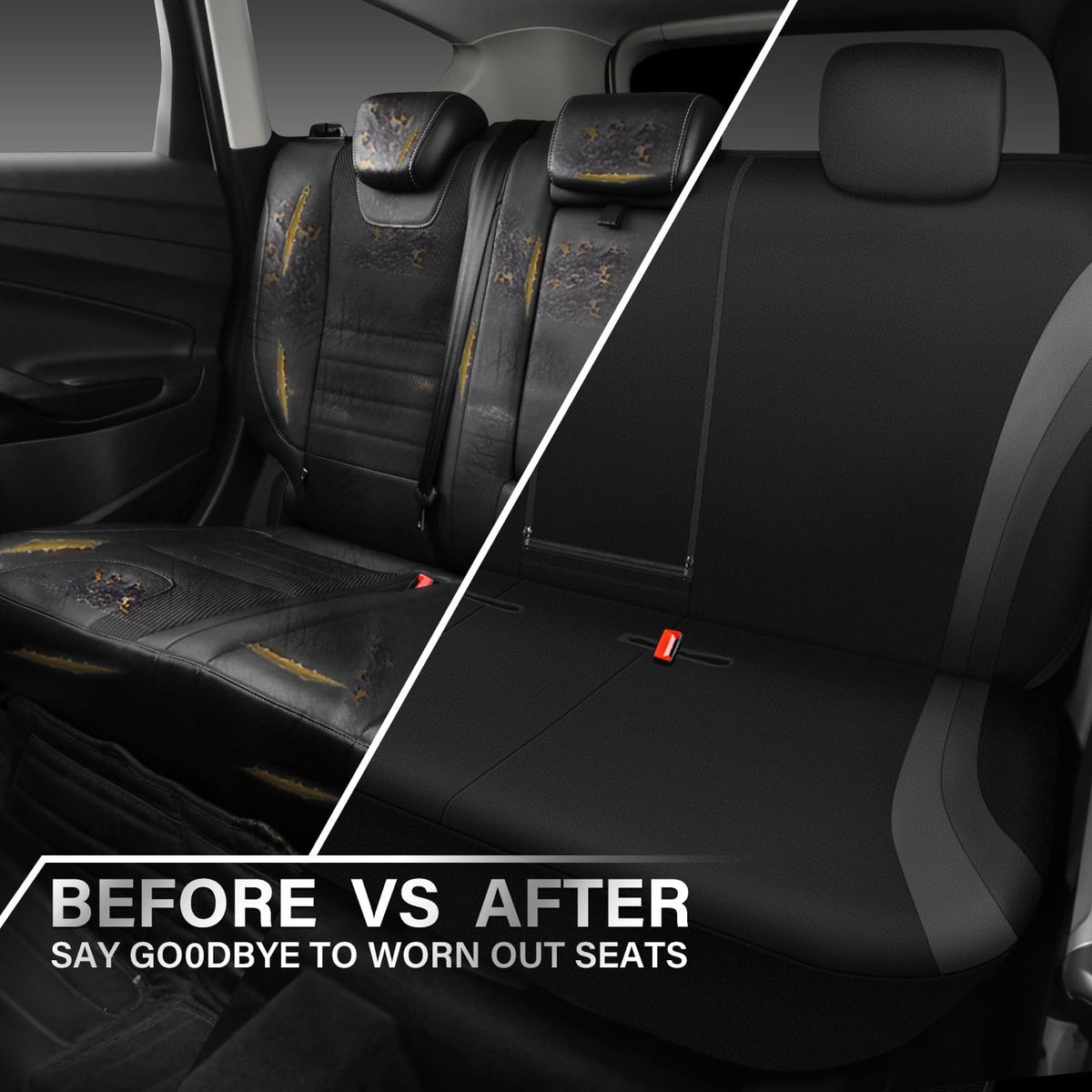 CAR PASS Line Rider Sporty Front Seat Covers,Gray Car Seat Covers Two Front Seats Only, Airbag Compatible,Universal Fit Sedans,Cars,Vans,SUV,Truck(Black and Gray)