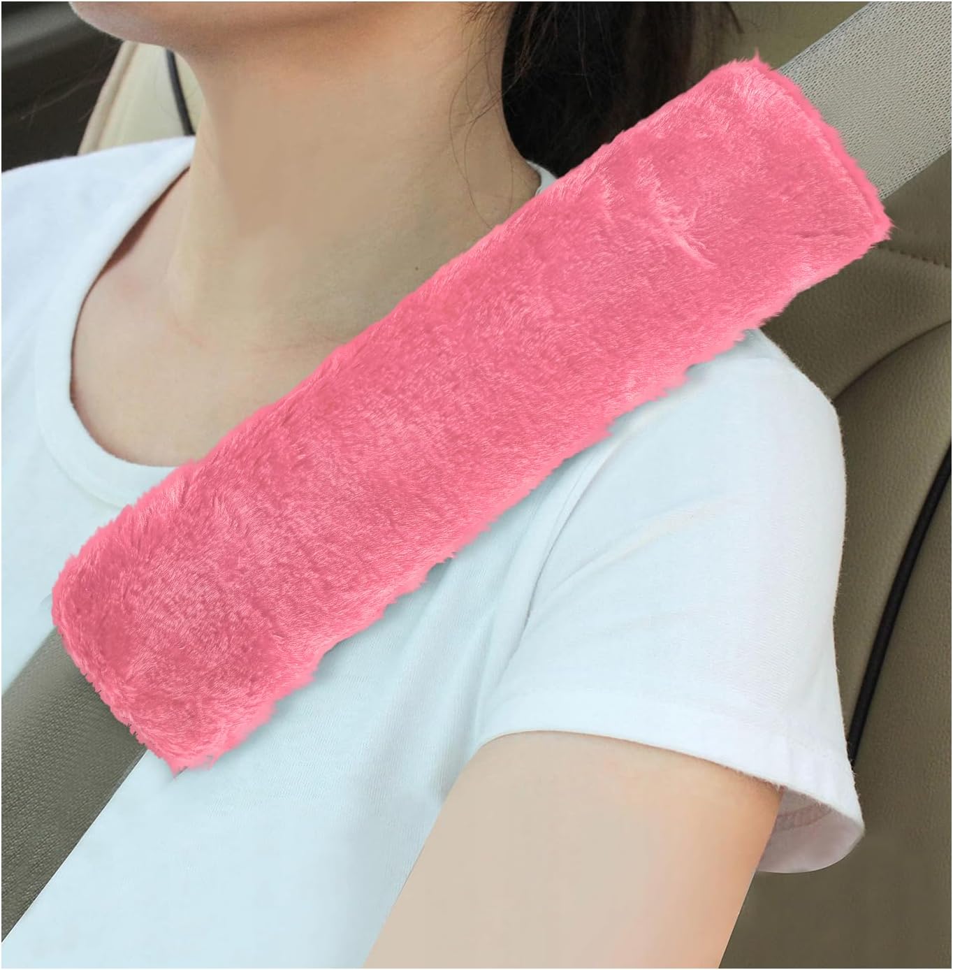 Sun Walker 2PCS Seat Belt Shoulder Pads, Fluffy Soft Plush Auto Seat Belt Pads for Protecting Your Neck & Shoulder, Comfortable Seatbelt Cover Warm Protective Cushion for Most Cars (Purple)