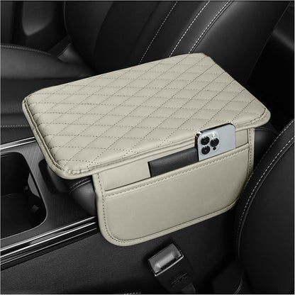 Stacool Upgraded Car Center Console Cover,Microfiber Leather Car Armrest Cover Cushion with 2 Storage Bags,Universal Car Armrest Storage Box (Black)