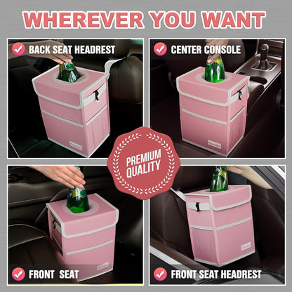 K KNODEL 2 Gallon Black Leak-Proof Waterproof Car Trash Can with Lid