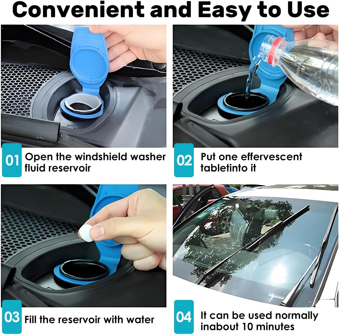 100 PCS-Car Windshield Washer Tablets, Glass Cleaner, Concentrated Effervescent Tablets, Solid Windshield Effervescent Wiper Tablet for Car Cleaning(individual packaging)