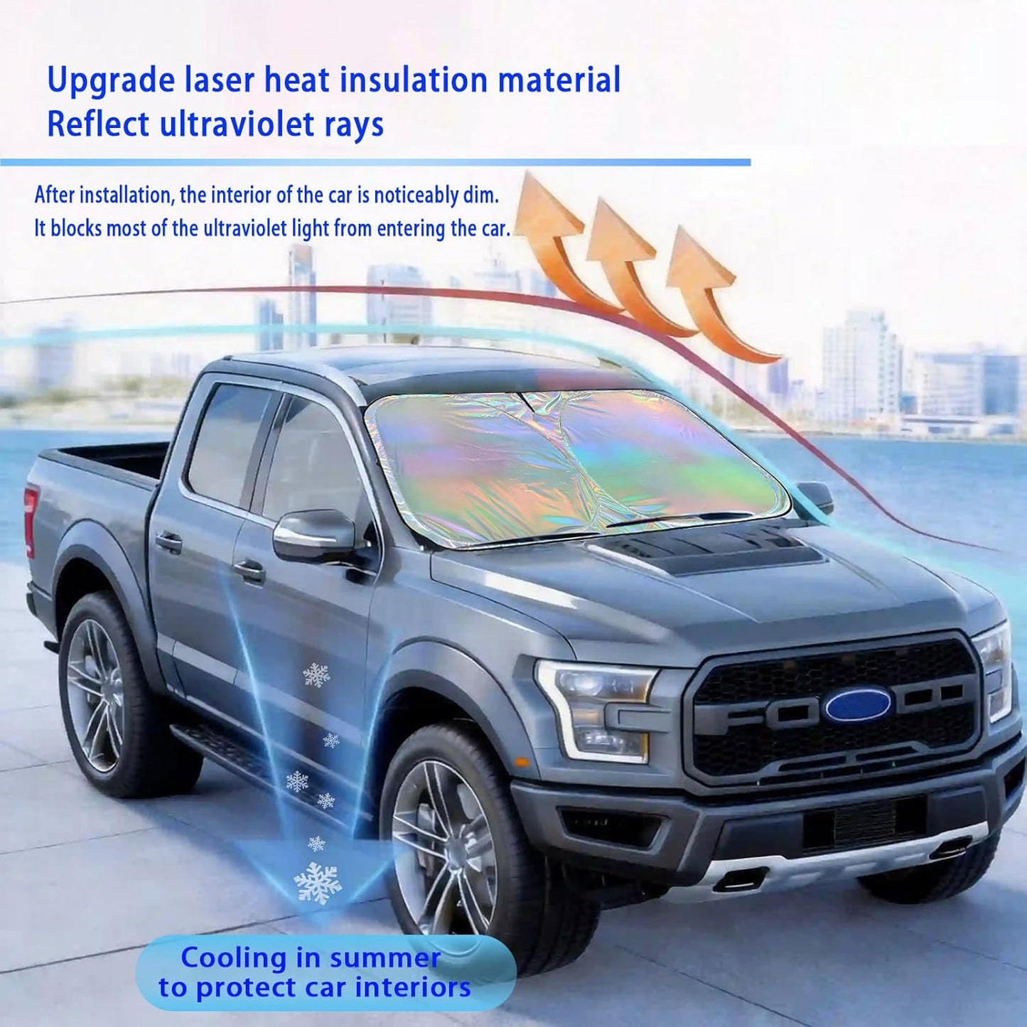 Window Shades for Car Windshield - Foldable Car Window Shades, 210T Reflective UV Block Sun Visor, Keep Vehicle Cool in Summer Heat, Universal Fit for Cars, SUVs and Trucks, Easy to Install & Store
