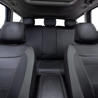 Flying Banner Carbon Fiber Leather Vehicle Seat Covers, Leopard Gray Black, Universal Fit - 8PCS