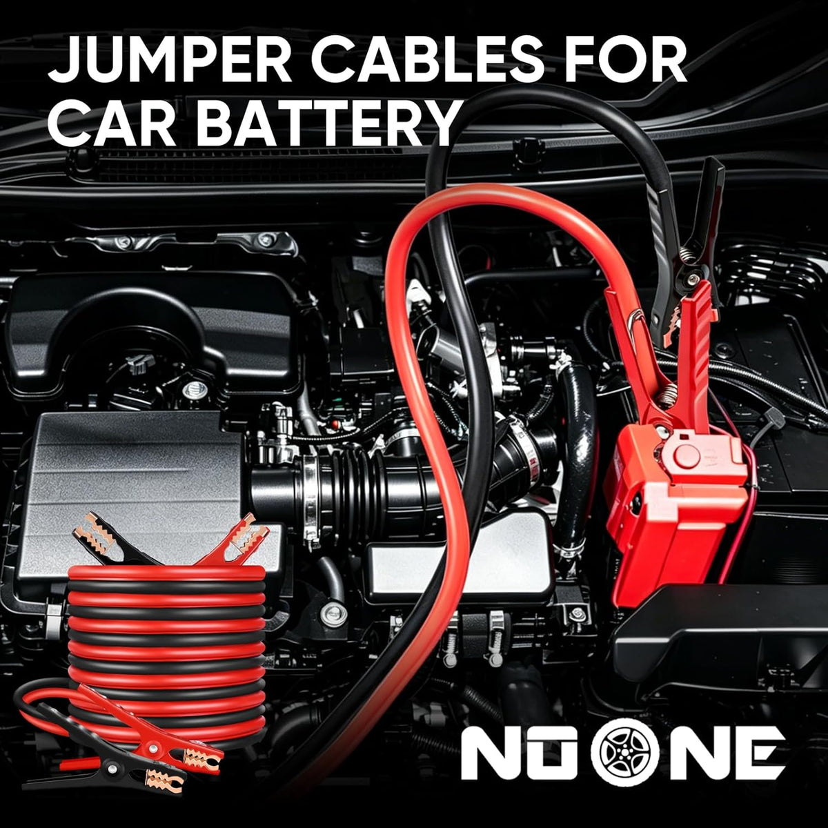 NOONE Jumper Cables for Car Battery, Heavy Duty Automotive Booster Cables for Jump Starting Dead or Weak Batteries (10-Feet)