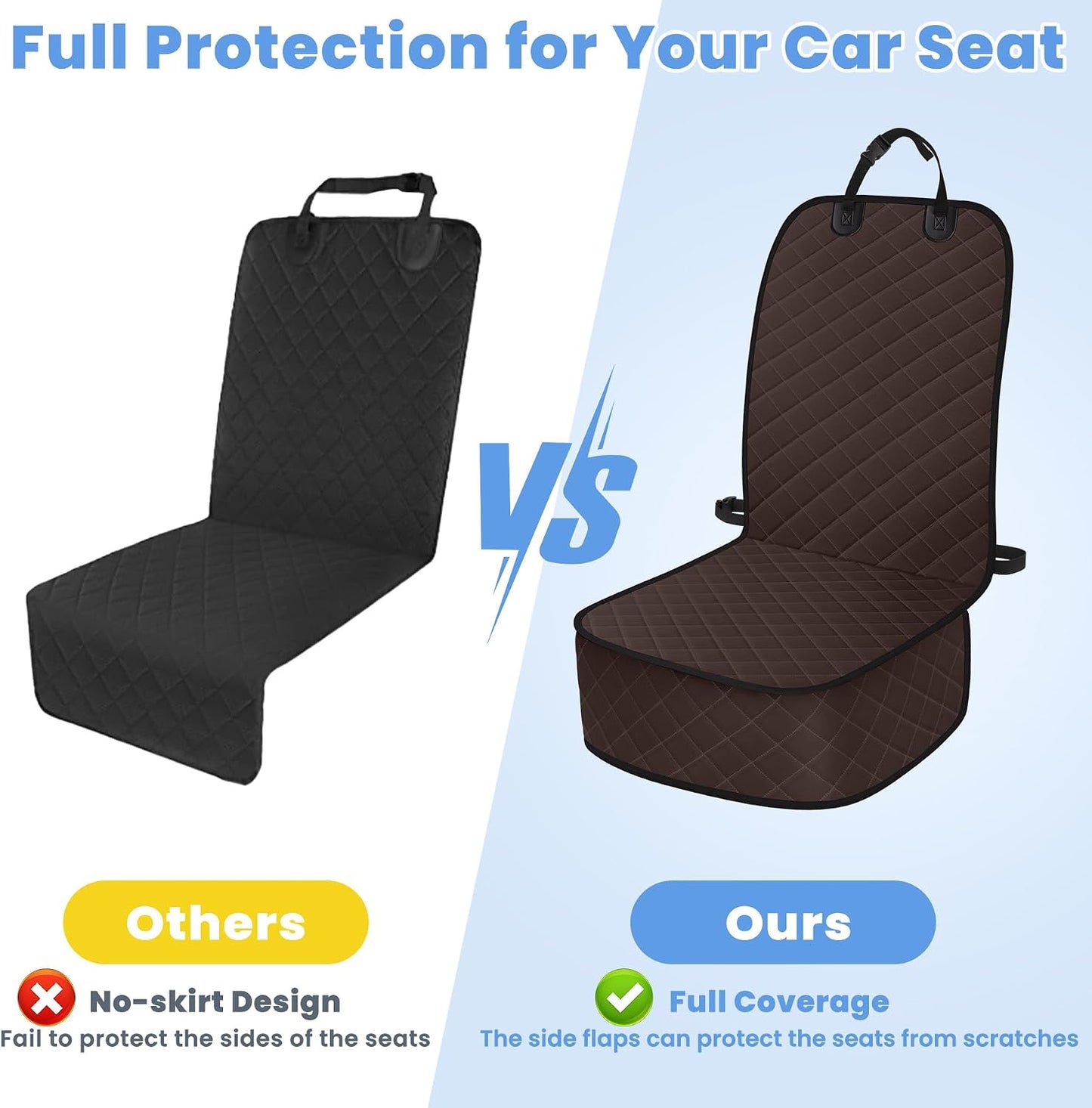 ELONGRIVER Dog Car Seat Covers, Waterproof Front Seat Cover for Dogs, Scratch-Proof, Nonslip Pet Passenger Seat Cover Protector, Universal Fit for Cars Trucks SUVs, Standard Size, Black