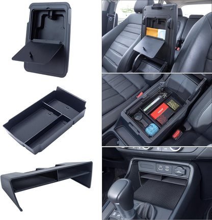 PIMCAR 3-Piece Center Console Organizer Set for 2023-2025 2026 Honda CR-V & CR-V Hybrid - Custom Fit Armrest Tray, Console Tray and Hidden Storage Box, Durable ABS Car Accessories