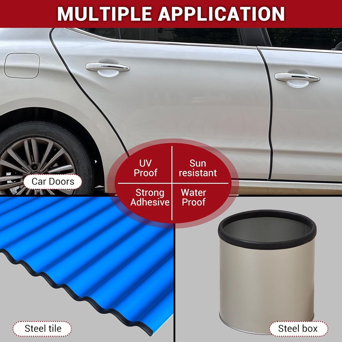 Rubber Edge Trim, 1/16" Self Adhesive Flexible U Channel Edge Protecter for Sheet Metal, Car Doors, U Shaped Sharp Edge Guards, Fit for 0-5/64" Wide Edge, Black Color, 10Ft, EPDM Material