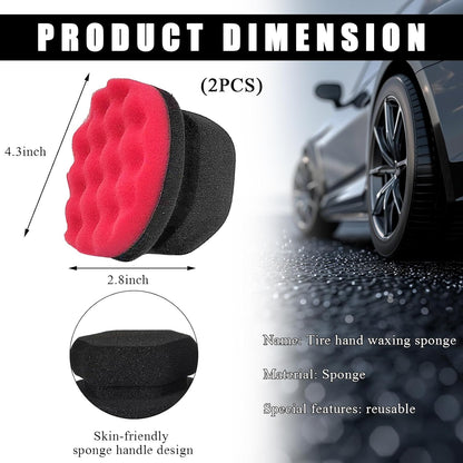 KVAEY 2 PCS Tire Dressing Applicator Pads, Reusable Hex Grip Tire Shine Applicator Polishing Sponge Pads, Wheel Tire Shine Detailing Foam for Most Vehicles, Car Accessories (Black, 3.15")