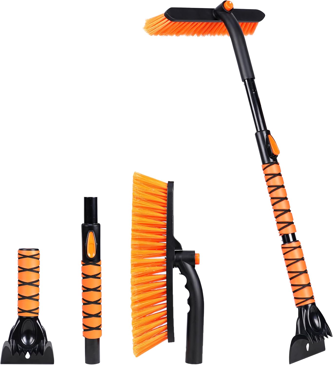EcoNour 27" 3 in 1 Snow Brush with ice Scraper for car Windshield and Window | 360° Aluminum Rotatable Snow Brush for car | Winter Snow Removal Tools with Detachable Foam Grip | Winter Car Accessories