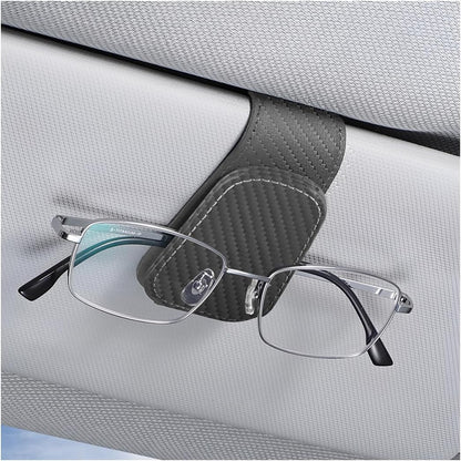 AICEL Sunglasses Holders for Car Sun Visor, Leather Eyeglasses Hanger Mounter, Magnetic Glasses Holder and Ticket Card Clip, Auto Interior Accessories Universal for SUV Pickup Truck