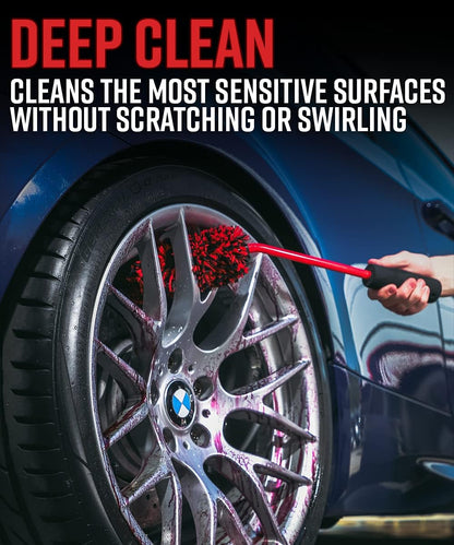 Adam's Polishes Angled Wheel Detailing Brush - Car Cleaning Wheel Brush | Use W/Wheel Cleaner, Rim Cleaner, Chrome Cleaner | Car Wash Brush Cleans Brake Dust from Barrels & Hard to Reach Areas Bundle