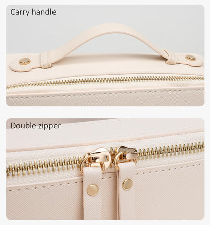LETGO Clear Makeup Bags, TSA Approved Toiletry Bag with Zipper, Clear Makeup Organizer Fit Carry-on Travel Essentials,Clear Cosmetic Bags for Women Men (C-Beige)