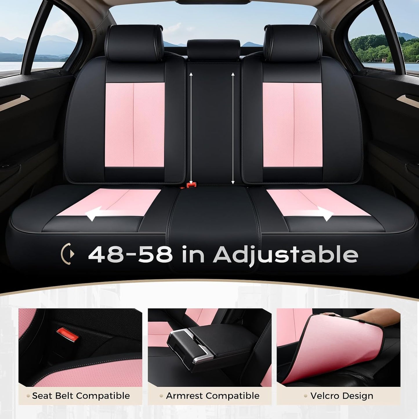 Coverado Seat Covers Full Set, Black Seat Covers for Cars 5 Seats, Car Seat Protector, Waterproof Nappa Leather Car Seat Cushion, Front and Rear Car Seat Cover Fit for Most Sedans SUV Pick-up Truck - Colors B
