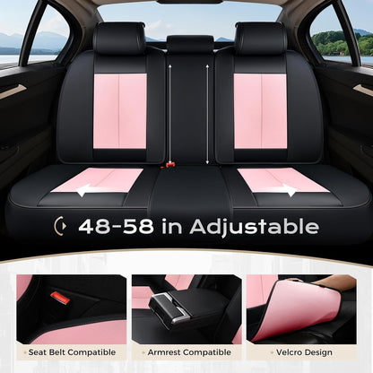Coverado Seat Covers Full Set, Black Seat Covers for Cars 5 Seats, Car Seat Protector, Waterproof Nappa Leather Car Seat Cushion, Front and Rear Car Seat Cover Fit for Most Sedans SUV Pick-up Truck - Colors B