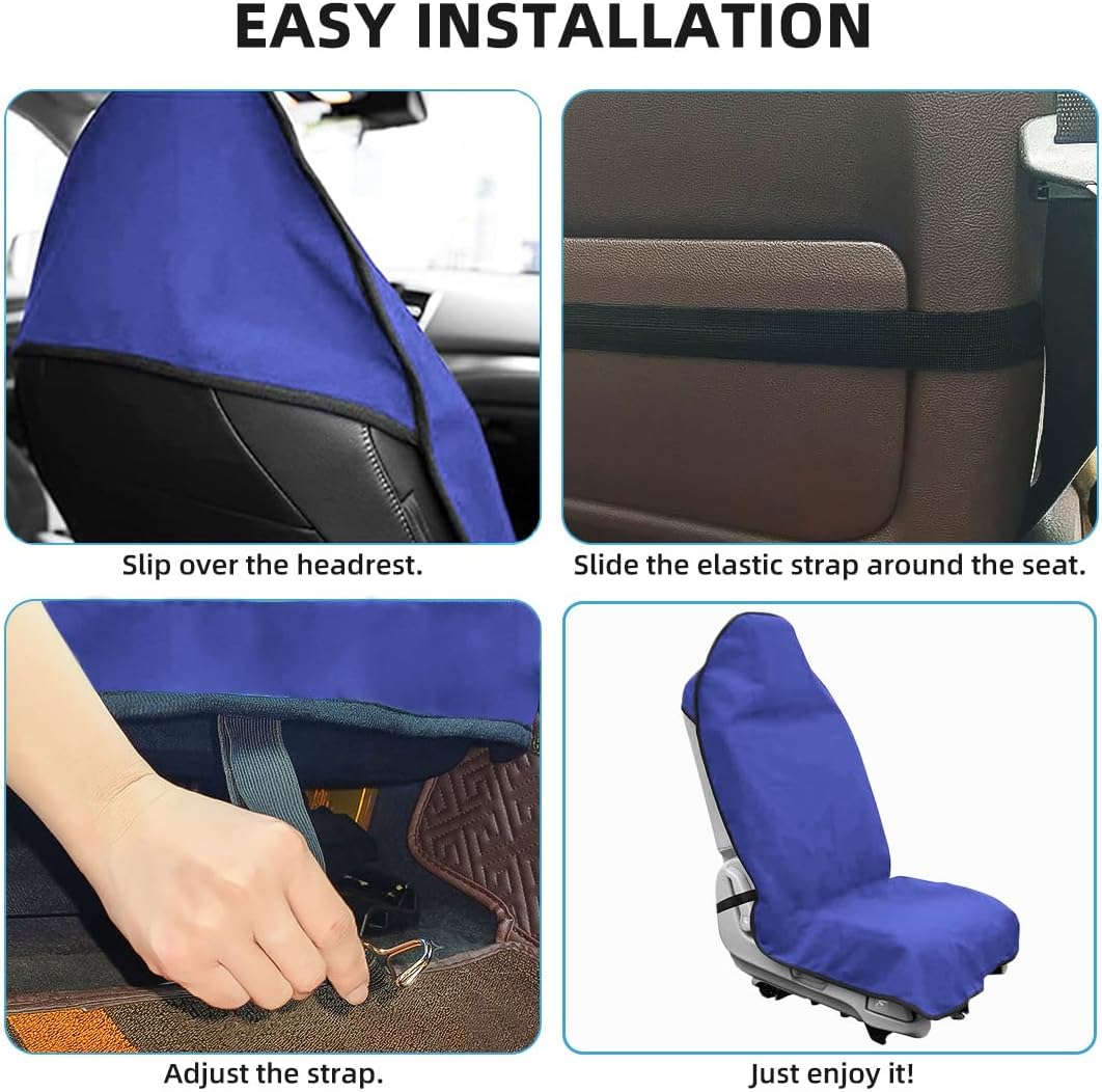 Waterproof Sweating Car Seat Cover for Post Gym Workout, Running, Swimming, Beach and Hiking, Universal Fit Non-Slip Towel Bucket Seat Protector for Cars SUV Trucks, Machine Washable (Grey)
