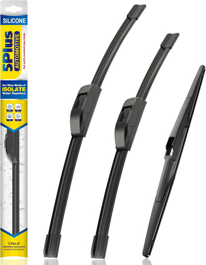 5 PLUS® Silicone Windshield Wipers Replacement for 2019-2024 Toyota RAV4/ 2006-2015 Mazda 5 Wiper Blades(Set of 3), Windshield Wiper Blades For My Car-26"/16"/12" - Colors B