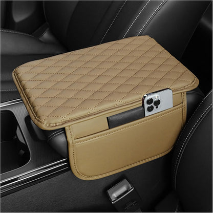 Stacool Upgraded Car Center Console Cover,Microfiber Leather Car Armrest Cover Cushion with 2 Storage Bags,Universal Car Armrest Storage Box (Black)