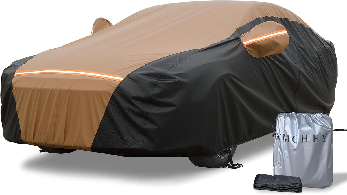 Car Cover Waterproof All Weather,6 Layers Car Covers for Automobiles, Full Exterior Cover with Zipper, Outdoor Car Cover Sun UV Rain Snow Wind Protection, Fit for 185"(185*70*59 inch)Sedan