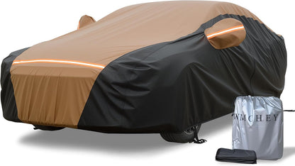 Car Cover Waterproof All Weather,6 Layers Car Covers for Automobiles, Full Exterior Cover with Zipper, Outdoor Car Cover Sun UV Rain Snow Wind Protection, Fit for 185"(185*70*59 inch)Sedan