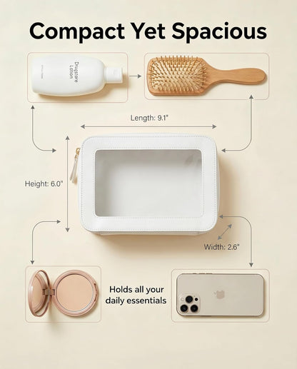 LETGO Clear Makeup Bags, TSA Approved Toiletry Bag with Zipper, Clear Makeup Organizer Fit Carry-on Travel Essentials,Clear Cosmetic Bags for Women Men (C-Beige)