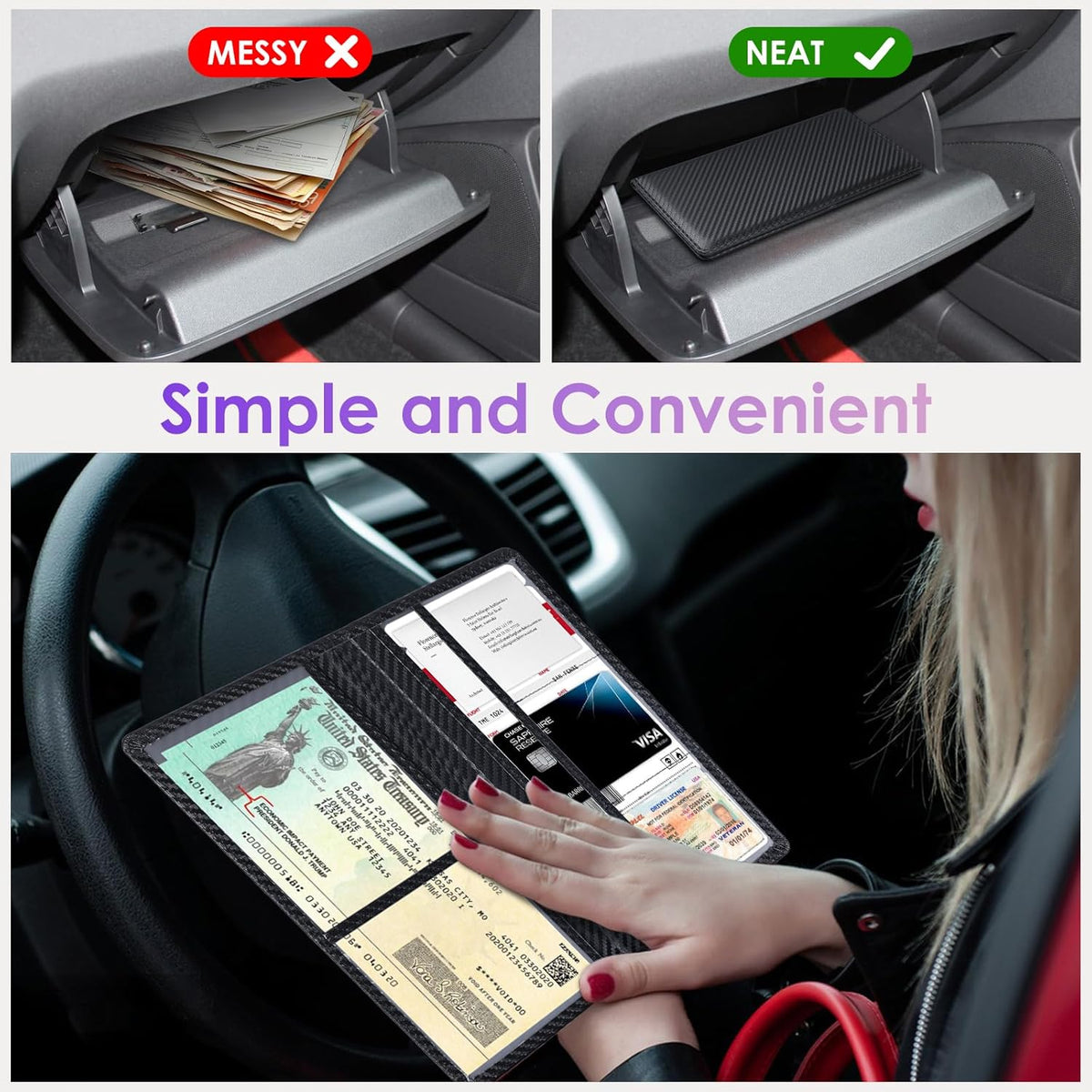 Car Registration and Insurance Holder，Colour Patterns Men Women Car License Document Registration and Insurance Card Holder