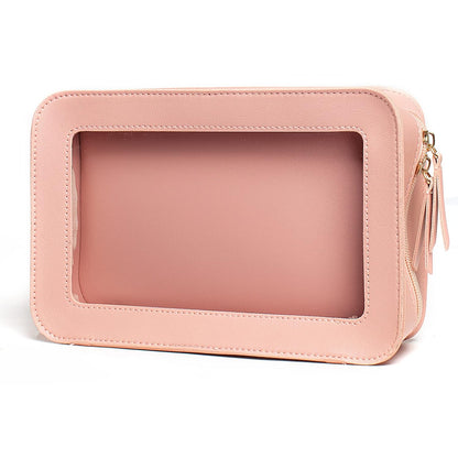 LETGO Clear Makeup Bags, TSA Approved Toiletry Bag with Zipper, Clear Makeup Organizer Fit Carry-on Travel Essentials,Clear Cosmetic Bags for Women Men (C-Beige)