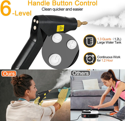 Foandbevi 7 in 1 Steam Cleaner 2500W High Pressure Steamer for Cleaning, Car Steamer Handheld Steam Cleaner for Home Use, Hardwood Floor Steam Cleaner for Upholstery, Kitchen, Bathroom, Grout