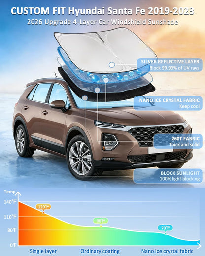 for Toyota Tacoma 2016-2023 2024 2025 2026 Sun Shade Sunshade Windshield Cover - 4 Layers Front Window Shade Custom Fit Tacoma 2Dr 4Dr Pickup Sun Visor 240T Shade Blocks UV Rays Car Accessories - Colors D