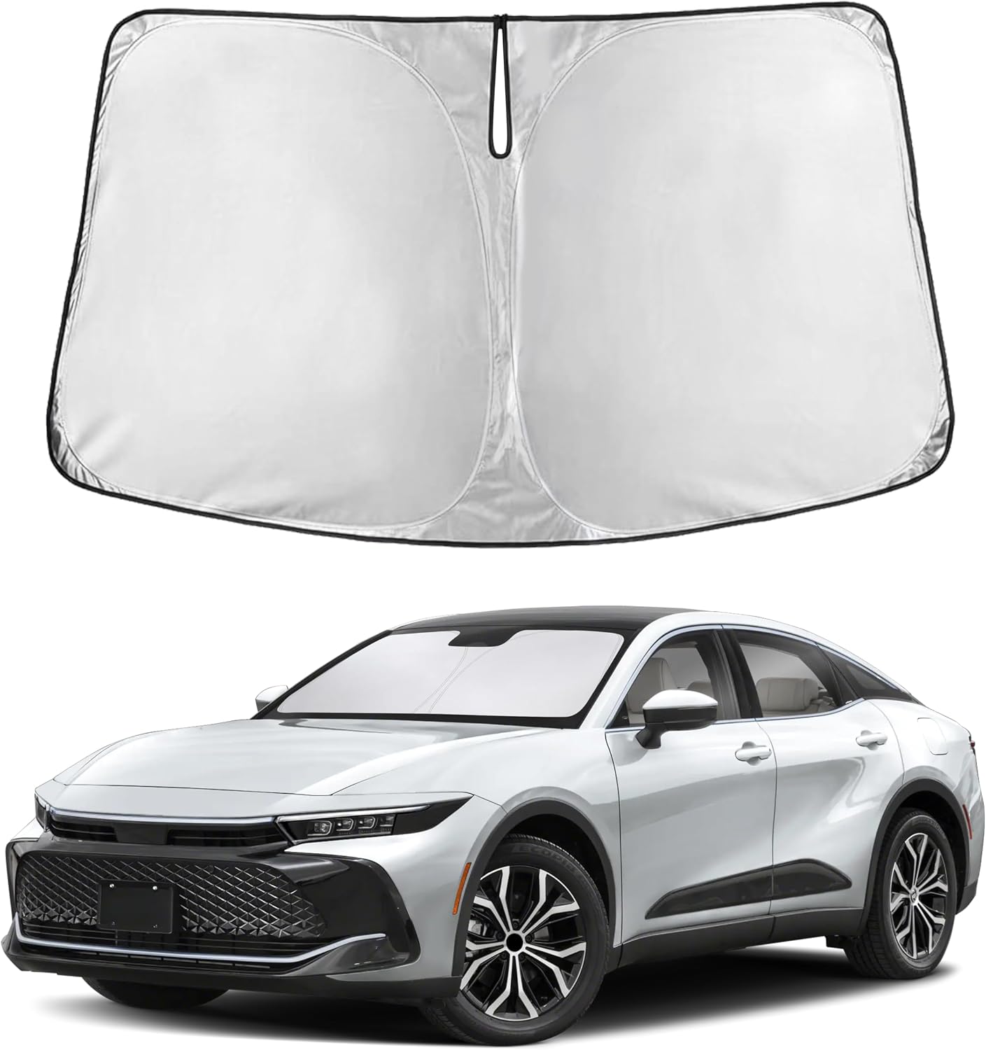 EcoNour Car Windshield Sun Shade | 2025 Upgraded Innovative No-Light-Pass Technology for Maximum Coverage | Foldable Sun Shade Keeps Your Vehicle Cool | Must-Have Car Accessories | Small (59" x 29") - Colors I