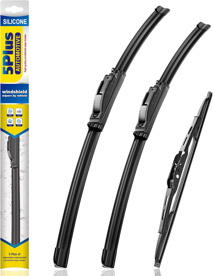 5 PLUS® Silicone Windshield Wipers Replacement for 2007-2014 Ford edge, 2007-2015 Lincoln MKX Wiper Blades(Set of 3),Automotive Replacement Windshield Wiper Blades For My Car-26"/20"/14" - Colors B