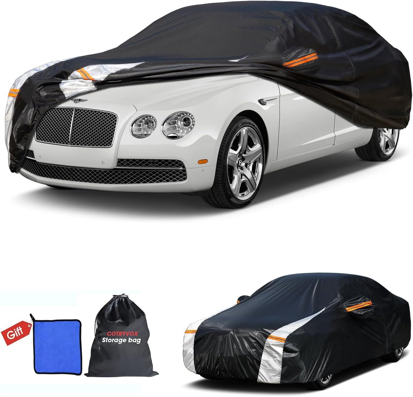 Large SUV Car Cover for Chevy Suburban 100% Waterproof All Weather, Heavy Duty Outdoor Full Exterior Covers Rain Sun Wind UV Protection. - Colors D