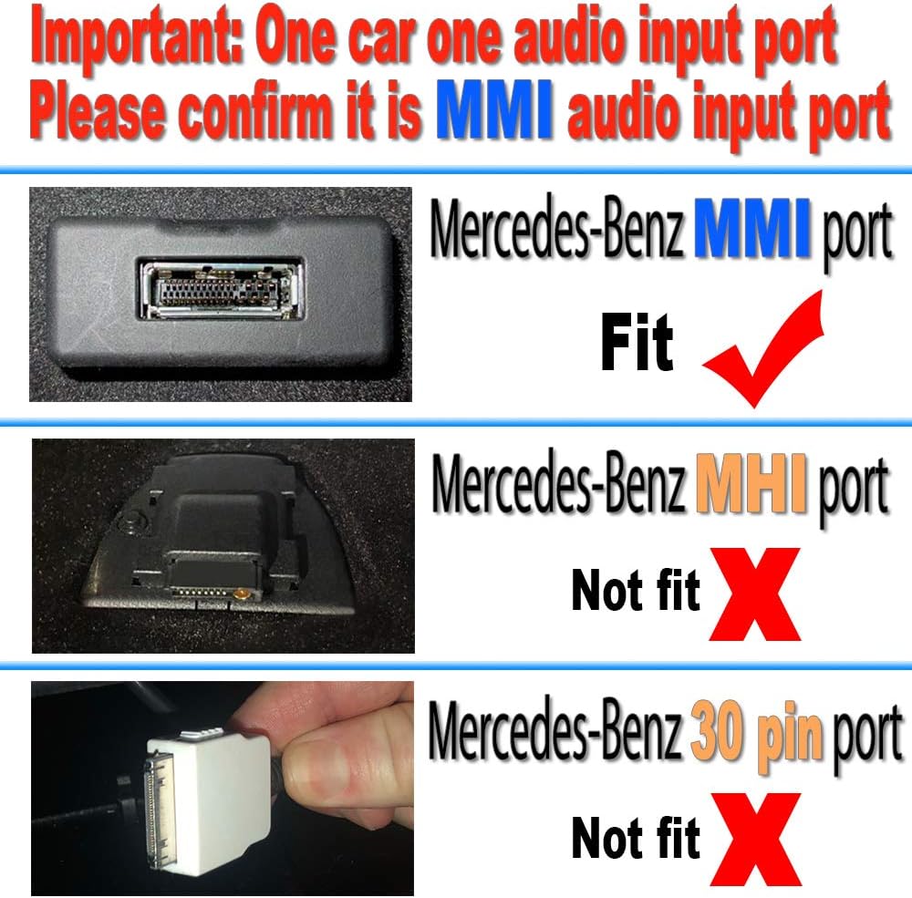 Yoper Bluetooth Kit for Mercedes-Benz MMI Car Interface Adapter | iPhone Android iPod Compatible, Music Integration, AUX Connector