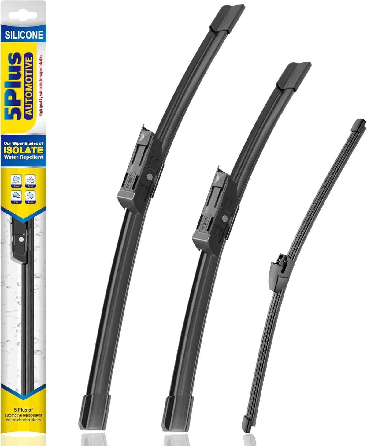 5 PLUS® Silicone Windshield Wipers Replacement for 2007-2014 Ford edge, 2007-2015 Lincoln MKX Wiper Blades(Set of 3),Automotive Replacement Windshield Wiper Blades For My Car-26"/20"/14" - Colors B