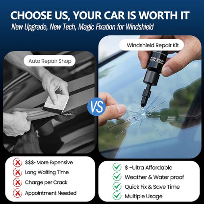 Upgraded Windshield Repair Kit for Chips & Cracks, Professional Windshield Crack Repair Kit with Type-C & UV Curing Light, Nano Car Glass Chip Repair Fluid for Star, Bulls-Eye & Long Cracks