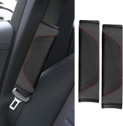 2PCS Car Seat Belt Cover Pad, Soft Carbon Fiber Leather Seatbelt Shoulder Protector for a More Comfortable Driving, Universal Safety Belt Strap Cover to Protect Your Neck (Blue)