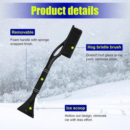 Dickno 24 Inch Car Snow Scraper and Brush, Detachable Scratch Free Ice Scraper with Ergonomic Foam Grip, Universal Winter Snow Removal Tool for Car Windshield Window (Black)