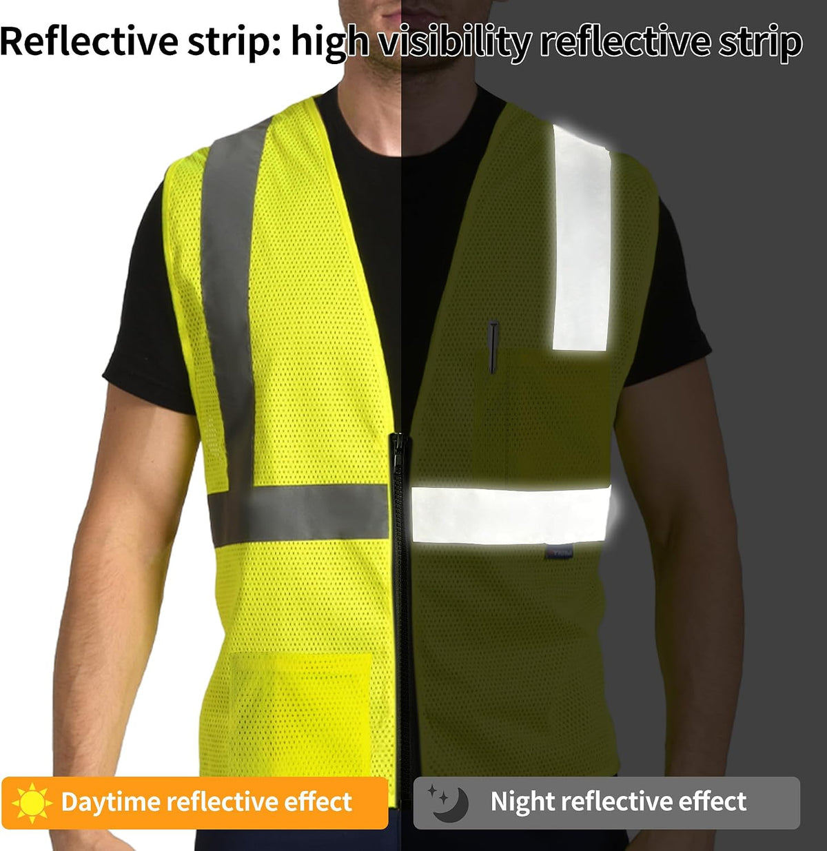AYKRM 2 Pocket Mesh High Visibility Reflective Safety Vest for men & Women ANSI/ISEA 107 Standards