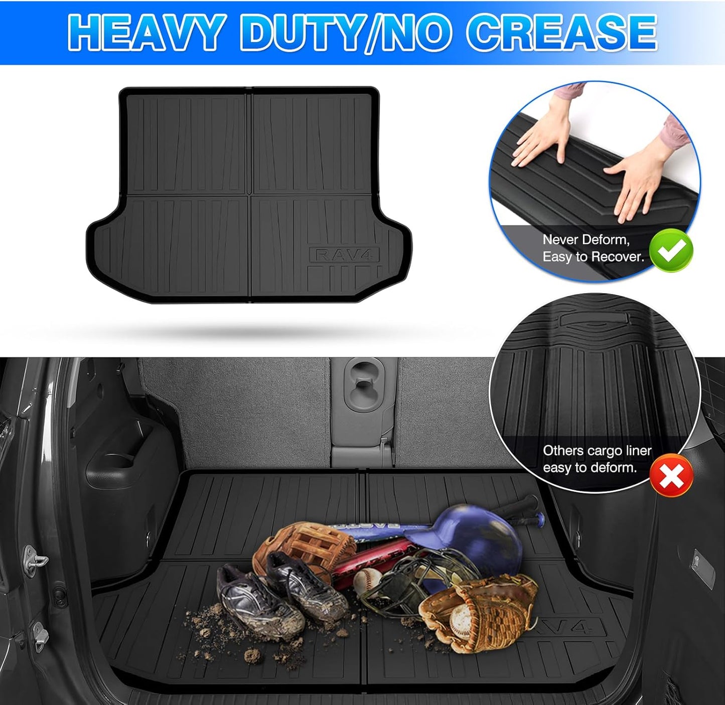 Rav4 Cargo Liner - Trunk Mat for Toyota RAV4 2019-2024 2025, All Weather Cargo Mat for rav4 Accessories, Heavy Duty (Fit for All Models)