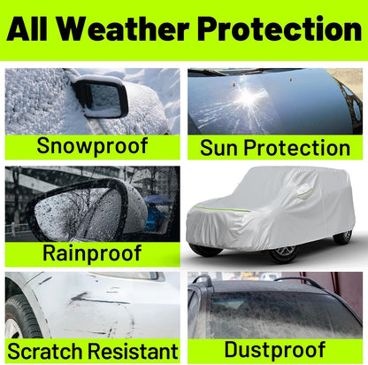 Favoto SUV Car Cover Waterproof All Weather 6 Layers Heavy Duty Car Cover for Automobiles Rain Sun Snow UV Protection with Inner Cotton Car Cover Outdoor Universal Fit for SUV (188-198 inch) Silver