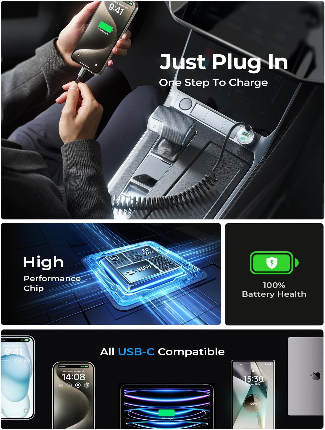 LISEN 90W for iPhone 17 16 15 Pro Max Car Charger USB C Fast Charge,Super Fast for iPhone 17 16 Car Charger USB C Adapter for iPhone 17e 16 15 Pro Max Plus Air,Samsung Galaxy S26 Ultra, Android