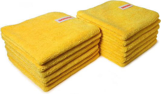 Mothers Professional Grade Premium Microfiber Towels, 12-Pack, 16”x16” — Dual-Nap, 400 GSM, Lint-Free, Clear Coat Safe, Ultra-Soft & Absorbent for Wax, Polish, Detailers, Glass & Interior (90-90004)